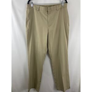 Slazenger Golf Pants Size W34 L30 Flat Front Chino Khaki Beige Zipper Front